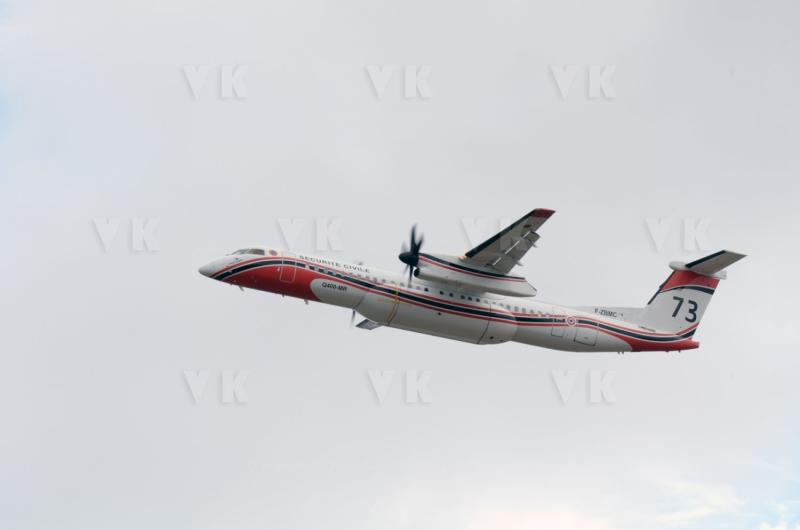 National capacity Securite Civile - Fight against forest fires at Pierrefonds Airport..Presentation of the plan to restore forests destroyed and the material (Pelicandrome, Dash8, vehicles), with Mr. Victorin Lurel, french Minister of ultramarine, and local authorities.