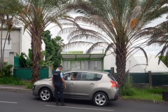 Gendarmerie checks at Le Tampon during the confinement period due to the COVID-19 epidemic - Controles de gendarmerie au Tampon pendant la periode de confinement due a l'epidemie de COVID-19