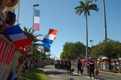 Forces armees dans la zone sud de l'ocean Indien, gendarmerie, pompiers, policiers et associations ont defile sous un soleil radieux a Saint-Denis (La Reunion) pour ce 14 juillet - Armed forces in the southern Indian Ocean, gendarmerie, firefighters, police and associations marched under a bright sun in Saint-Denis (La Reunion) for July 14