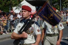 Forces armees dans la zone sud de l'ocean Indien, gendarmerie, pompiers, policiers et associations ont defile sous un soleil radieux a Saint-Denis (La Reunion) pour ce 14 juillet - Armed forces in the southern Indian Ocean, gendarmerie, firefighters, police and associations marched under a bright sun in Saint-Denis (La Reunion) for July 14