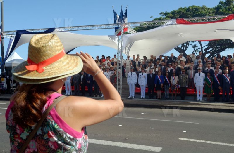 Defile du 14 juillet a La Reunion. National holiday: July 14th parade at La Reunion.