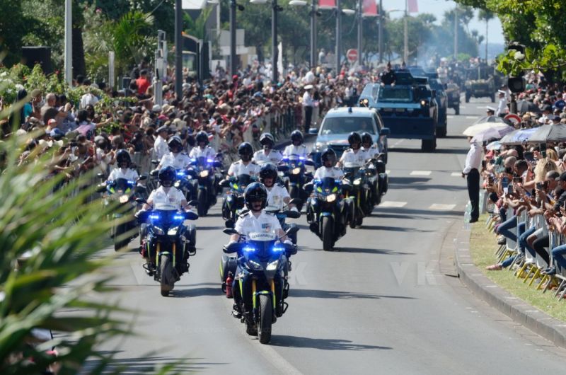 Defile du 14 juillet a La Reunion. National holiday: July 14th parade at La Reunion.