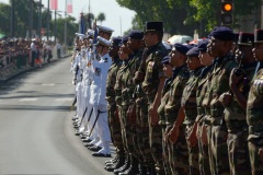 Defile du 14 juillet a La Reunion. National holiday: July 14th parade at La Reunion.