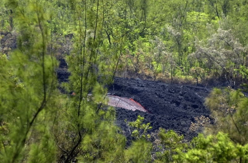 Eruption volcano Piton de la Fournaise La Reunion