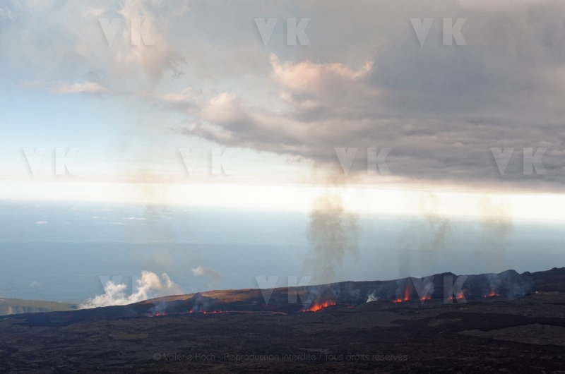 Eruption volcano Piton de la Fournaise La Reunion