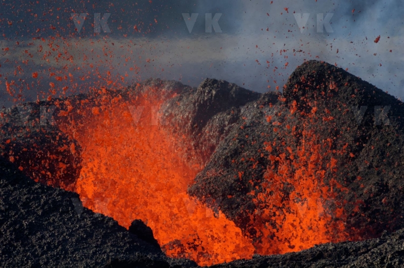 Eruption volcano Piton de la Fournaise La Reunion