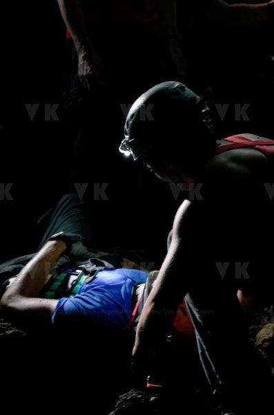 Exercice de secours dans les tunnels de lave du Piton de la Fournaise