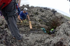Exercice de secours dans les tunnels de lave du Piton de la Fournaise