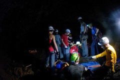 Exercice de secours dans les tunnels de lave du Piton de la Fournaise