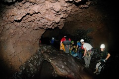 Exercice de secours dans les tunnels de lave du Piton de la Fournaise