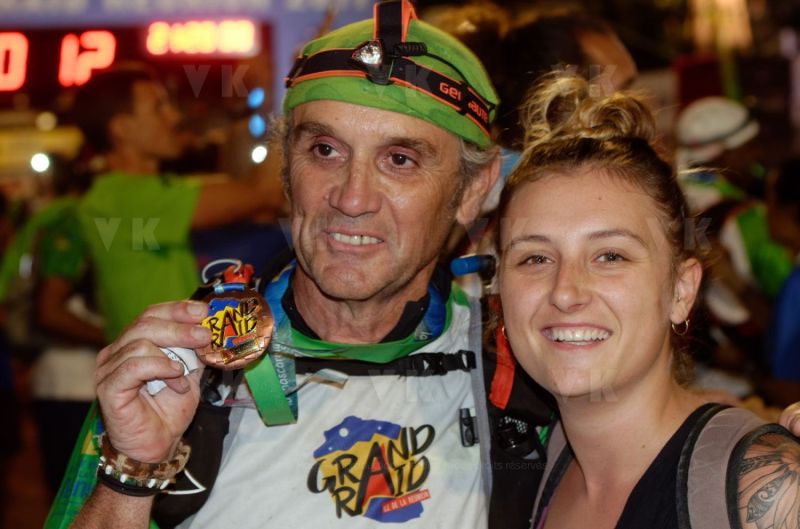 Les traileurs de la Mascareignes, course du Grand Raid, a l'arrivee au stade de la Redoute, Saint-Denis. Mascarene trailers, race of the Grand Raid, at the arrival, la Redoute stadium, Saint-Denis town.