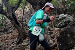 Les traileurs de la Mascareignes, course du Grand Raid, sur le chemin des Anglais qui monte jusqu'au Colorado, derniere etape avant l'arrivee. Mascarene trailers, race of the Grand Raid, on the "path of the English" who goes up to Colorado, last stage before the arrival.