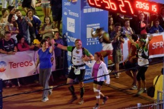 Les traileurs de la Mascareignes, course du Grand Raid, a l'arrivee au stade de la Redoute, Saint-Denis. Mascarene trailers, race of the Grand Raid, at the arrival, la Redoute stadium, Saint-Denis town.