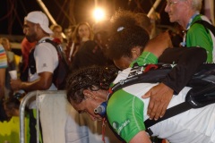 Les traileurs de la Mascareignes, course du Grand Raid, a l'arrivee au stade de la Redoute, Saint-Denis. Mascarene trailers, race of the Grand Raid, at the arrival, la Redoute stadium, Saint-Denis town.