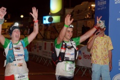 Les traileurs de la Mascareignes, course du Grand Raid, a l'arrivee au stade de la Redoute, Saint-Denis. Mascarene trailers, race of the Grand Raid, at the arrival, la Redoute stadium, Saint-Denis town.