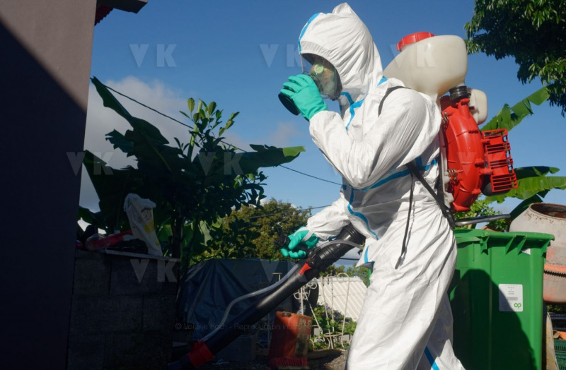Les FORMISC engages dans la lutte contre la dengue a La Reunion. The Civil Security soldiers (FORMISC) engaged in the fight against dengue at La Reunion