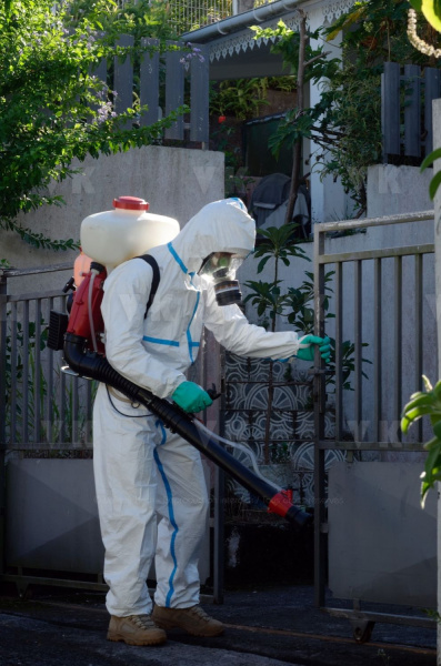 Les FORMISC engages dans la lutte contre la dengue a La Reunion. The Civil Security soldiers (FORMISC) engaged in the fight against dengue at La Reunion