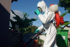 Les FORMISC engages dans la lutte contre la dengue a La Reunion. The Civil Security soldiers (FORMISC) engaged in the fight against dengue at La Reunion