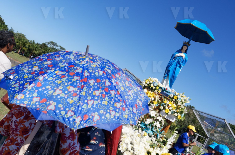 Messe de l'assomption a La Reunion. Mass of the Assumption in La Reunion.