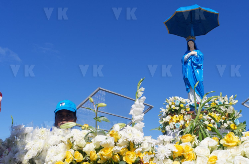 Messe de l'assomption a La Reunion. Mass of the Assumption in La Reunion.