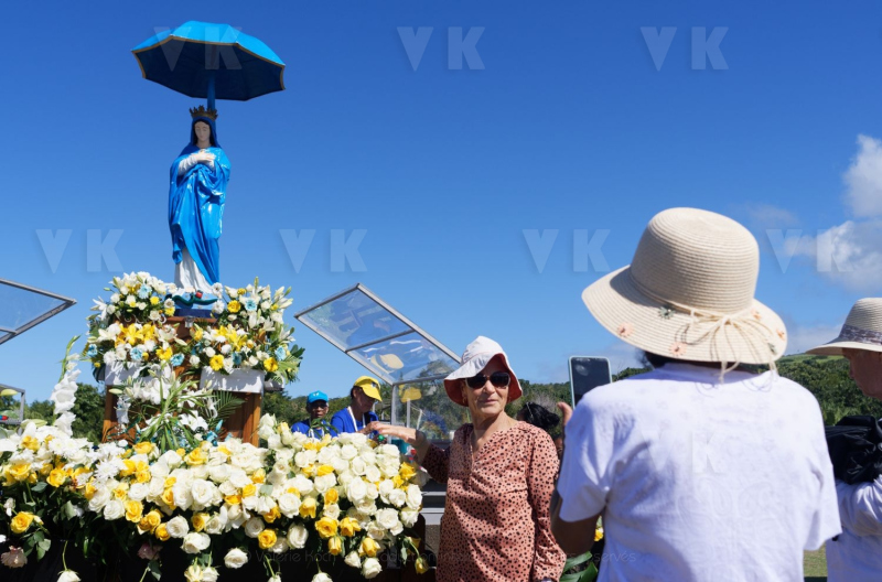 Messe de l'assomption a La Reunion. Mass of the Assumption in La Reunion.