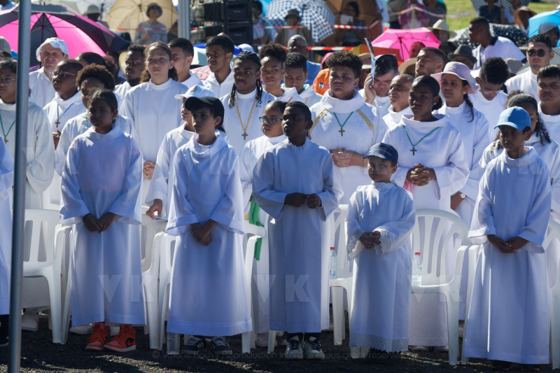 Messe de l'assomption a La Reunion. Mass of the Assumption in La Reunion.
