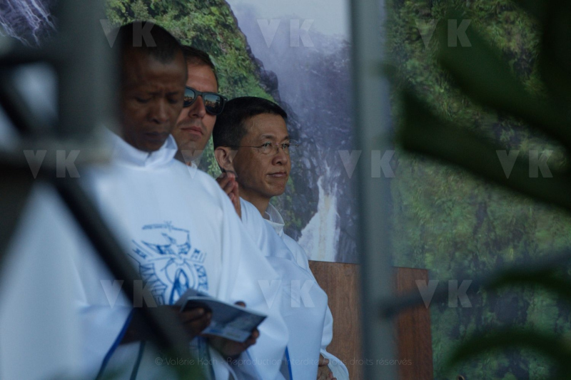 Messe de l'assomption a La Reunion. Mass of the Assumption in La Reunion.