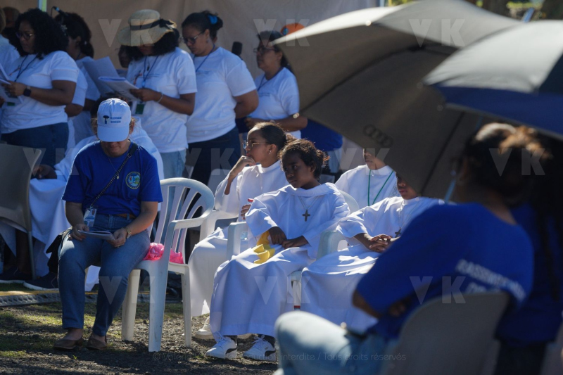 Messe de l'assomption a La Reunion. Mass of the Assumption in La Reunion.