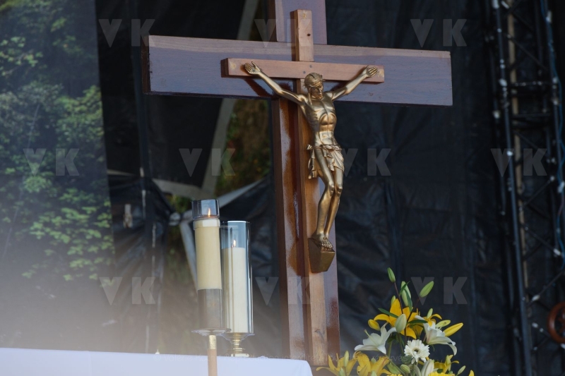 Messe de l'assomption a La Reunion. Mass of the Assumption in La Reunion.