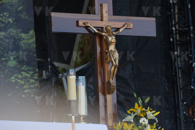 Messe de l'assomption a La Reunion. Mass of the Assumption in La Reunion.