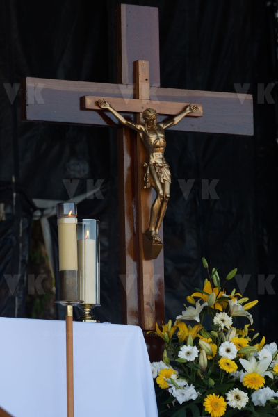 Messe de l'assomption a La Reunion. Mass of the Assumption in La Reunion.