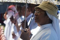 Messe de l'assomption a La Reunion. Mass of the Assumption in La Reunion.