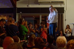 Jean-Luc Melenchon, chef de file de la France Insoumise, accompagne par les deputes Mathilde Panot et Daniele Obono, a tenu une reunion publique au restaurant La Cocoteraie a Saint-Andre, devant plus de 500 personnes et en presence des deputes reunionnais Jean-Hugues Ratenon et Younous Omarjee. Jean-Luc Melenchon, leader of France Insoumise, accompanied by the deputies Mathilde Panot and Daniele Obono, held a public meeting at the restaurant La Cocoteraie in Saint-Andre, in front of more than 500 people and with the deputies Jean- Hugues Ratenon and Younous Omarjee from La Reunion.