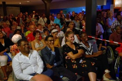 Jean-Luc Melenchon, chef de file de la France Insoumise, accompagne par les deputes Mathilde Panot et Daniele Obono, a tenu une reunion publique au restaurant La Cocoteraie a Saint-Andre, devant plus de 500 personnes et en presence des deputes reunionnais Jean-Hugues Ratenon et Younous Omarjee. Jean-Luc Melenchon, leader of France Insoumise, accompanied by the deputies Mathilde Panot and Daniele Obono, held a public meeting at the restaurant La Cocoteraie in Saint-Andre, in front of more than 500 people and with the deputies Jean- Hugues Ratenon and Younous Omarjee from La Reunion.