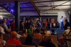 Jean-Luc Melenchon, chef de file de la France Insoumise, accompagne par les deputes Mathilde Panot et Daniele Obono, a tenu une reunion publique au restaurant La Cocoteraie a Saint-Andre, devant plus de 500 personnes et en presence des deputes reunionnais Jean-Hugues Ratenon et Younous Omarjee. Jean-Luc Melenchon, leader of France Insoumise, accompanied by the deputies Mathilde Panot and Daniele Obono, held a public meeting at the restaurant La Cocoteraie in Saint-Andre, in front of more than 500 people and with the deputies Jean- Hugues Ratenon and Younous Omarjee from La Reunion.