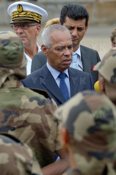 Inauguration of new buildings of RSMA's Staff (Régiment du Service Militaire Adapté de la Réunion - Reunion's Adapted Military Service Regiment) of Saint-Pierre, with Mr. Victorin Lurel, french Minister of ultramarine, and local authorities (Prefect Jean-Luc Marx and PS deputy Jean-Jacques Vlody).