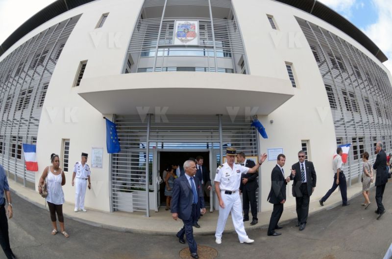 Inauguration of new buildings of RSMA's Staff (Régiment du Service Militaire Adapté de la Réunion - Reunion's Adapted Military Service Regiment) of Saint-Pierre, with Mr. Victorin Lurel, french Minister of ultramarine, and Colonel Bernard Rey, Commander of the RSMA-R.