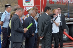 National capacity Securite Civile - Fight against forest fires at Pierrefonds Airport..Presentation of the plan to restore forests destroyed and the material (Pelicandrome, Dash8, vehicles), with Mr. Victorin Lurel, french Minister of ultramarine, and local authorities.