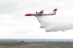 National capacity Securite Civile - Fight against forest fires at Pierrefonds Airport..Presentation of the plan to restore forests destroyed and the material (Pelicandrome, Dash8, vehicles).