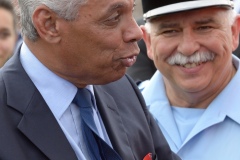 National capacity Securite Civile - Fight against forest fires at Pierrefonds Airport..Presentation of the plan to restore forests destroyed and the material (Pelicandrome, Dash8, vehicles), with Mr. Victorin Lurel, french Minister of ultramarine, and local authorities (Colonel Paris).