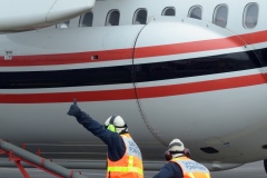 National capacity Securite Civile - Fight against forest fires at Pierrefonds Airport..Presentation of the plan to restore forests destroyed and the material (Pelicandrome, Dash8, vehicles)