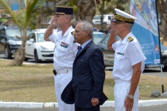 Inauguration of new buildings of RSMA's Staff at Saint-Pierre, with Mr. Victorin Lurel, french Minister of ultramarine, Prefect Jean-Luc Marx and Colonel Bernard Rey, Commander of the RSMA-R.