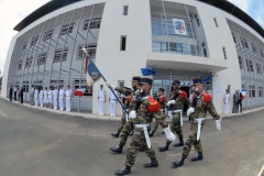 Inauguration of new buildings of RSMA's Staff (Régiment du Service Militaire Adapté de la Réunion - Reunion's Adapted Military Service Regiment) of Saint-Pierre (parade of unit's Marine troops)